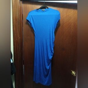 Cefian NWOT  Size Large Side Rouching Royal Blue Dress